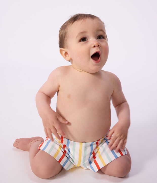 Short de bain b&eacute;b&eacute; ray&eacute; blanc/multicouleur