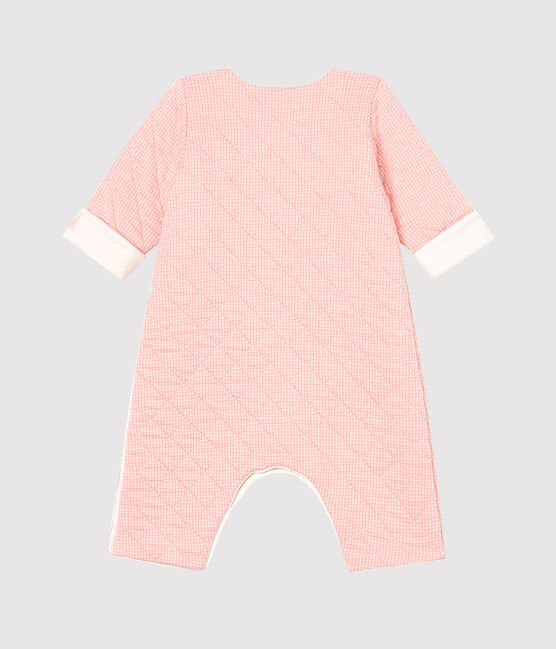 Combinaison longue bébé en tubique matelassé rose CHARME/blanc MARSHMALLOW