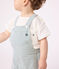 Gestreepte salopette met korte pijpen van katoen voor baby's wit MARSHMALLOW/blauw BRUT