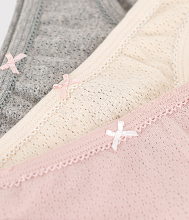 Set van 3  katoenen meisjesslips met ajour multicouleur