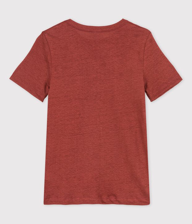 T-shirt voor dames in linnen, L'ICONIQUE bruin