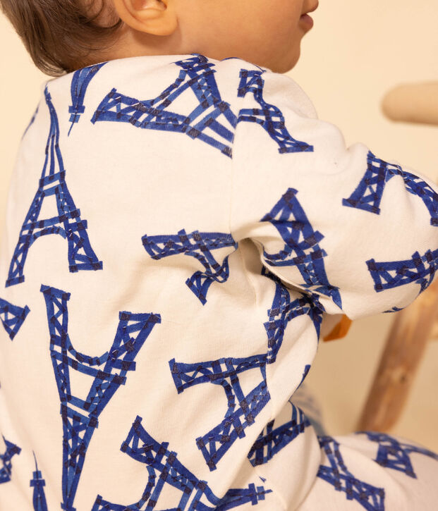 Katoenen babypyjama in het thema 'Parijs' ecru/multicouleur