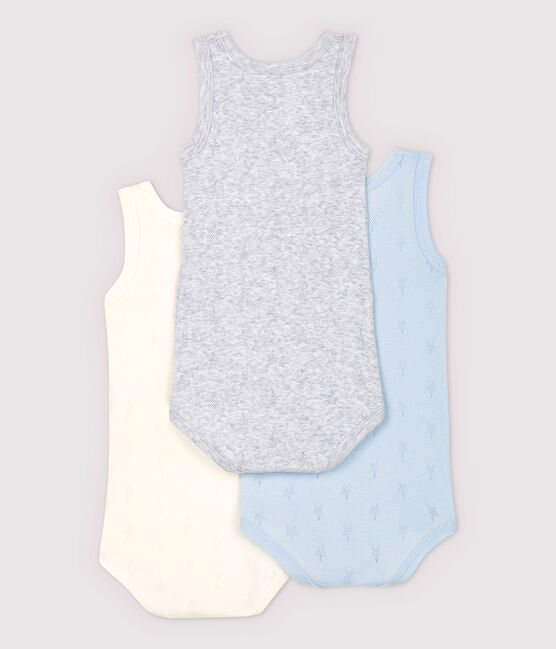 Lot de 3 bodies à étoiles ajourées sans manches bébé en coton biologique variante 1