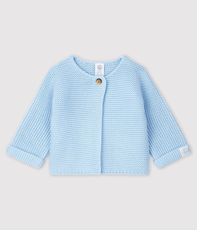 Cardigan en tricot de coton biologique b&eacute;b&eacute; bleu