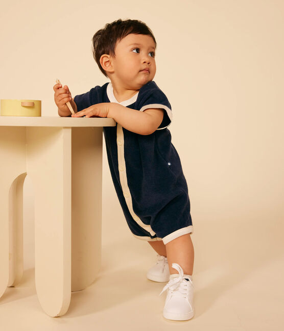Kort pakje in bouclébadstof voor baby's blauw SMOKING