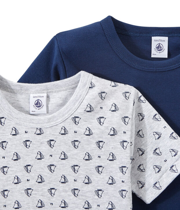 Set van 2 jongens-T-shirts met korte mouwen wit