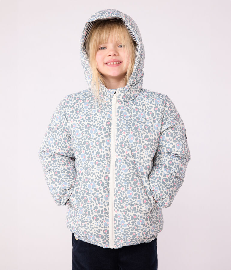 Donsjack met print voor kinderen ecru/multicouleur