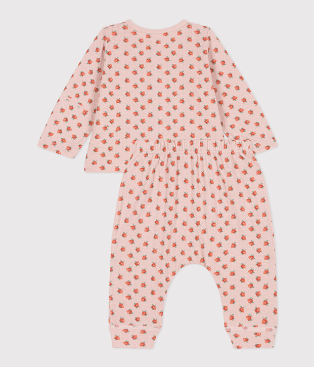 Ensemble en tubique imprim&eacute; fleuri b&eacute;b&eacute; rose/multicouleur