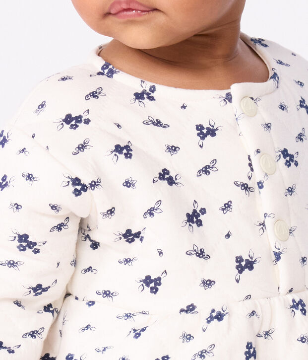 Katoenen babyjurkje met lange mouw en bloemenprint blauw/blauw