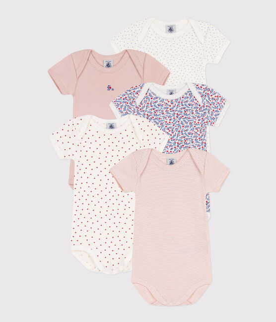 Lot de 5 bodies manches courtes fleurs en coton variante 1