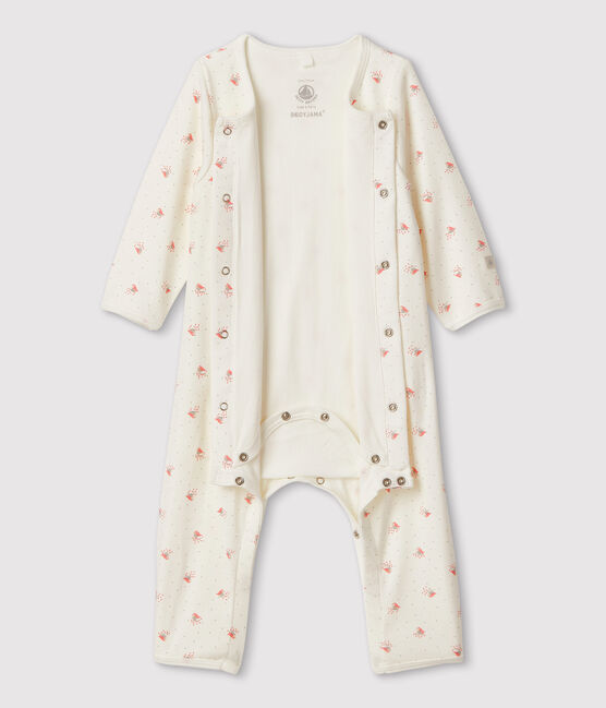 Bodyjama sans pieds bébé en coton biologique blanc MARSHMALLOW/blanc MULTICO