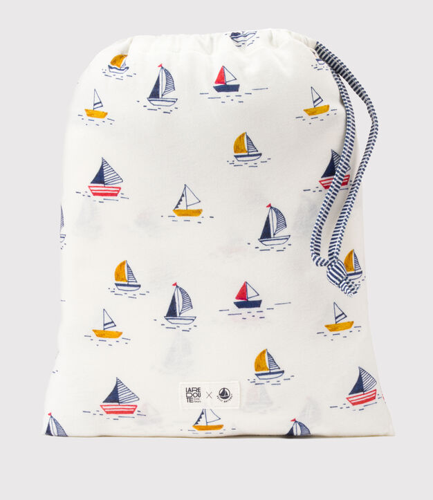 Carr&eacute; de bain et gant b&eacute;b&eacute; imprim&eacute; marin blanc/bleu/multicouleur