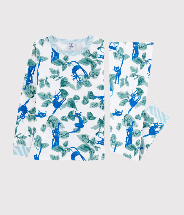 Katoenen snugfit pyjama met print voor kleine jongens wit/multicouleur