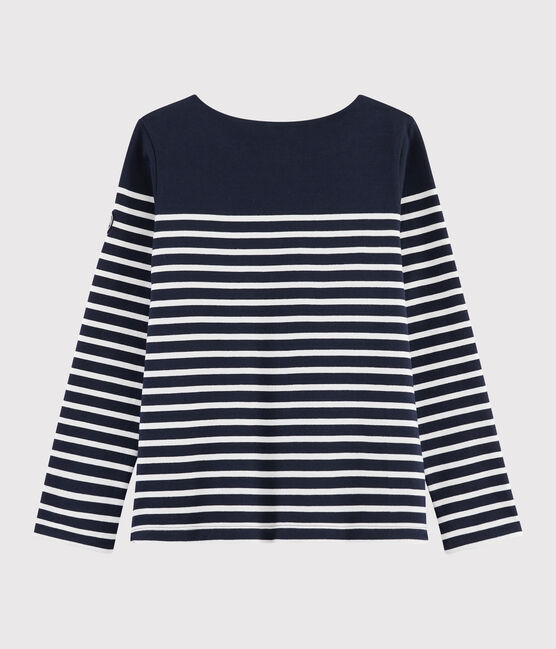 Iconische marinière Dames blauw SMOKING/wit MARSHMALLOW