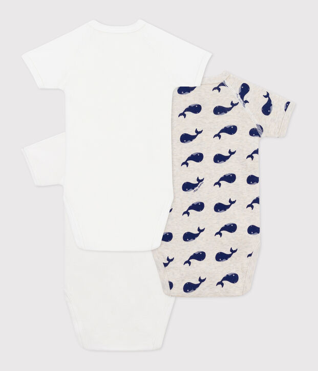 Lot de 3 bodies crois&eacute;s manches courtes en coton imprim&eacute; b&eacute;b&eacute; multicouleur