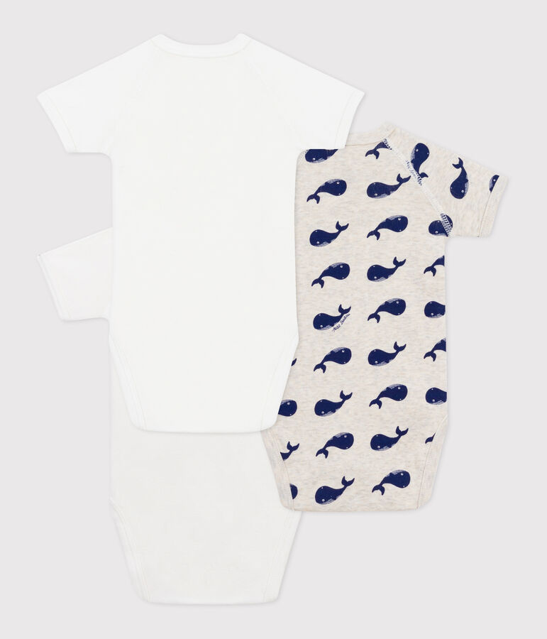 Lot de 3 bodies crois&eacute;s manches courtes en coton imprim&eacute; b&eacute;b&eacute; multicouleur