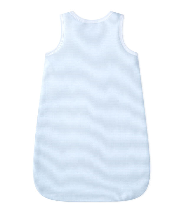 Geboortetrappelzak met milleraies-strepen voor babyjongens blauw/wit