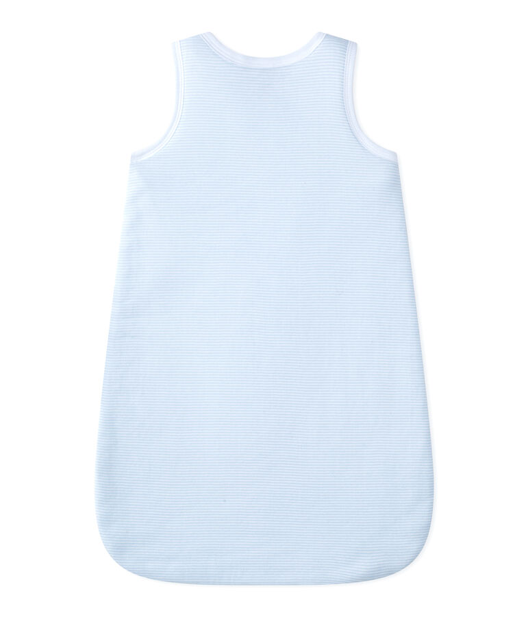 Geboortetrappelzak met milleraies-strepen voor babyjongens blauw FRAICHEUR/wit ECUME