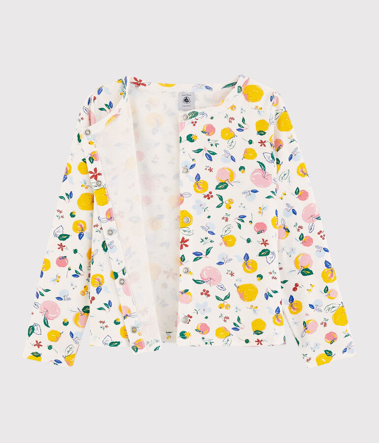 Cardigan in katoen meisjes kinderen wit/multicouleur