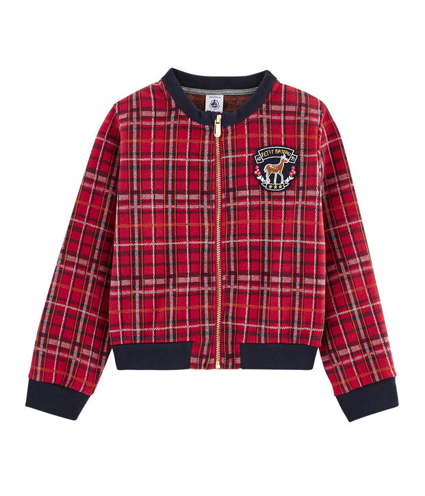 Teddy en maille tartan enfant fille rouge/multicouleur