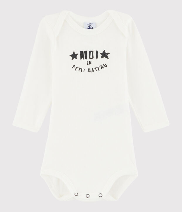 Body manches longues b&eacute;b&eacute; fille-gar&ccedil;on blanc
