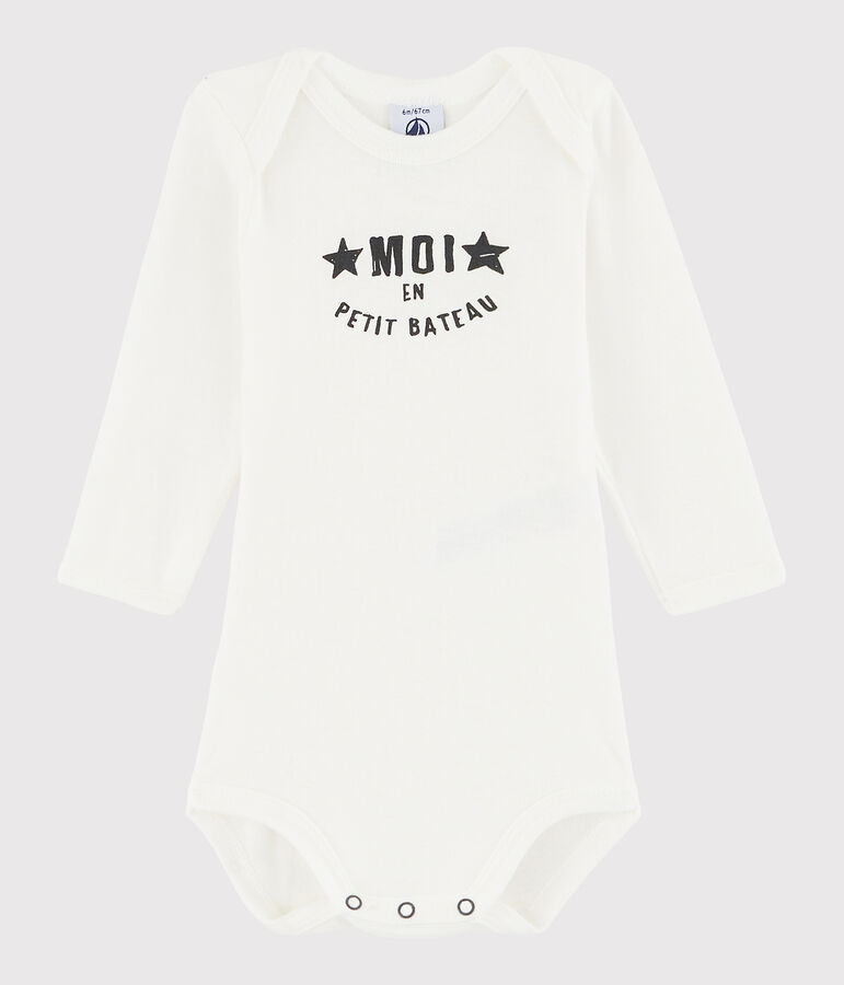Body manches longues b&eacute;b&eacute; fille-gar&ccedil;on blanc MARSHMALLOW