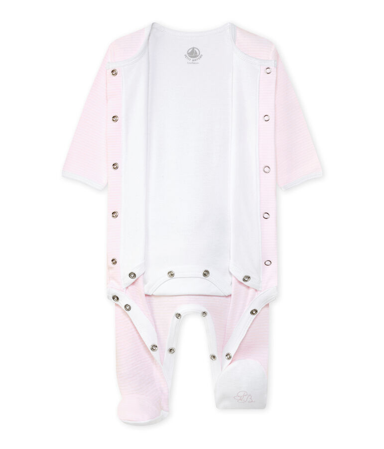 Unisex Bodyjama roze VIENNE/wit ECUME