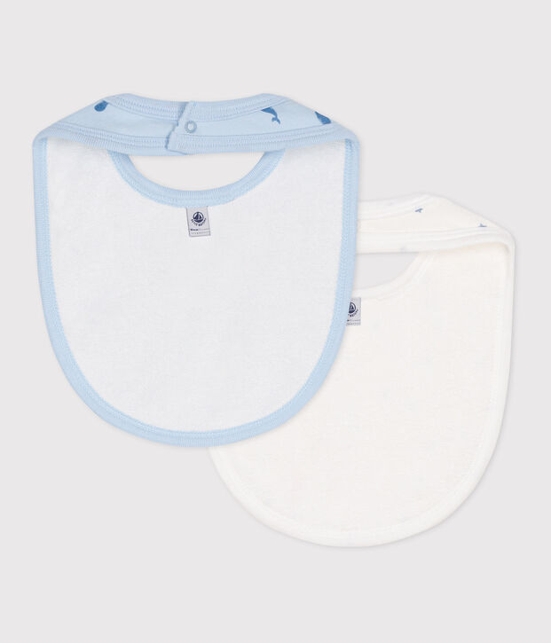 Lots de deux bavoirs b&eacute;b&eacute; en coton imprim&eacute; multicouleur