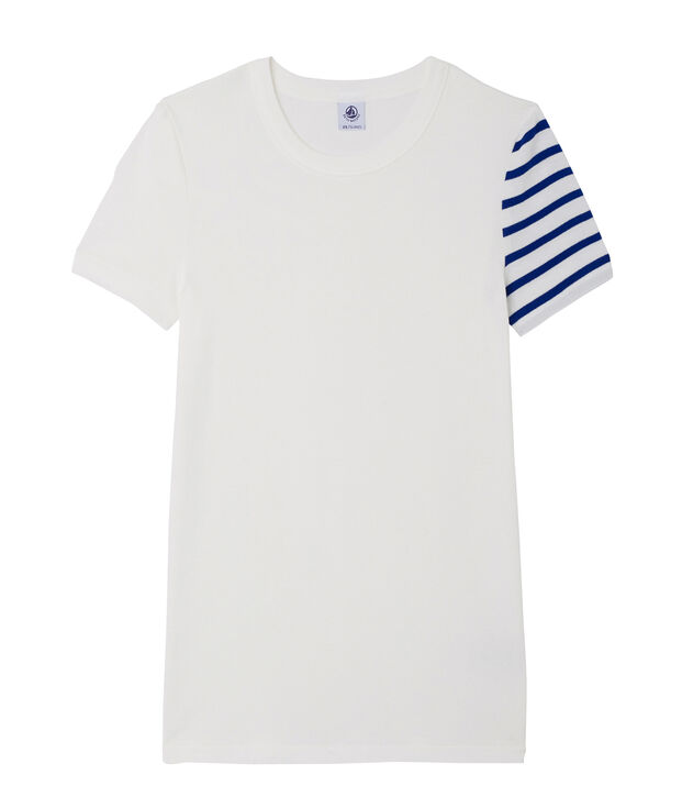 Fantasie-T-shirt voor dames in origineel geribd katoen wit
