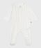 Katoenen babypyjama met kraag en hartjesprint wit MARSHMALLOW/wit MULTICO