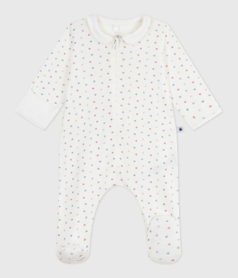 Pyjama b&eacute;b&eacute; en coton &agrave; col imprim&eacute; c&oelig;urs blanc/multicouleur