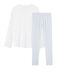 Pyjama fille en côte blanc MARSHMALLOW/bleu CONTES