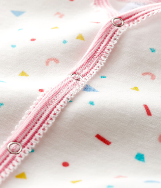 Dors-bien imprimé confettis bébé fille en velours blanc MARSHMALLOW/blanc MULTICO