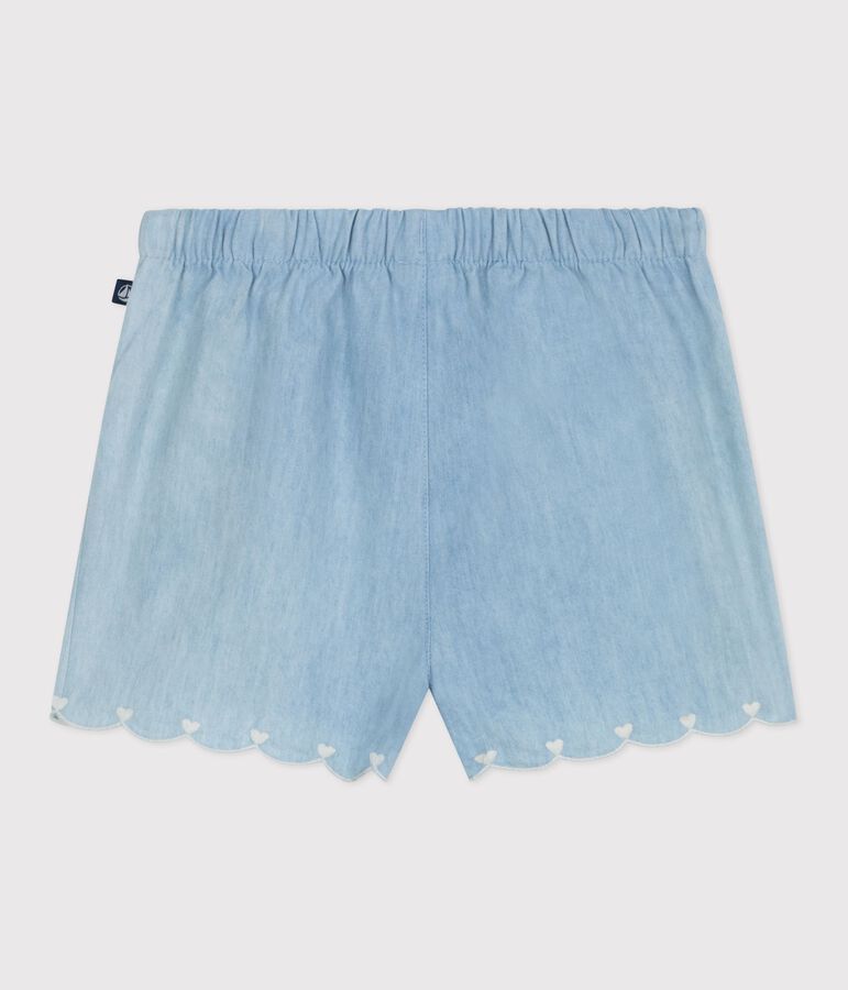 Short b&eacute;b&eacute; en chambray brod&eacute; bleu