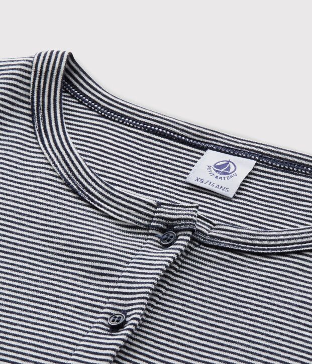 Iconisch gestreept katoenen Dames cardigan blauw/wit