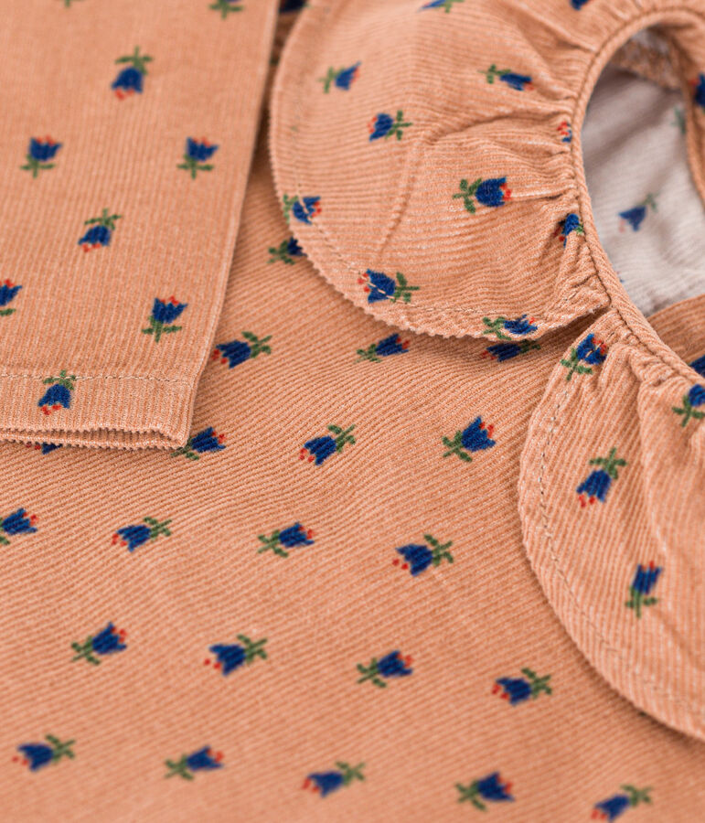 Blouse manches longues en velours b&eacute;b&eacute; rose/multicouleur