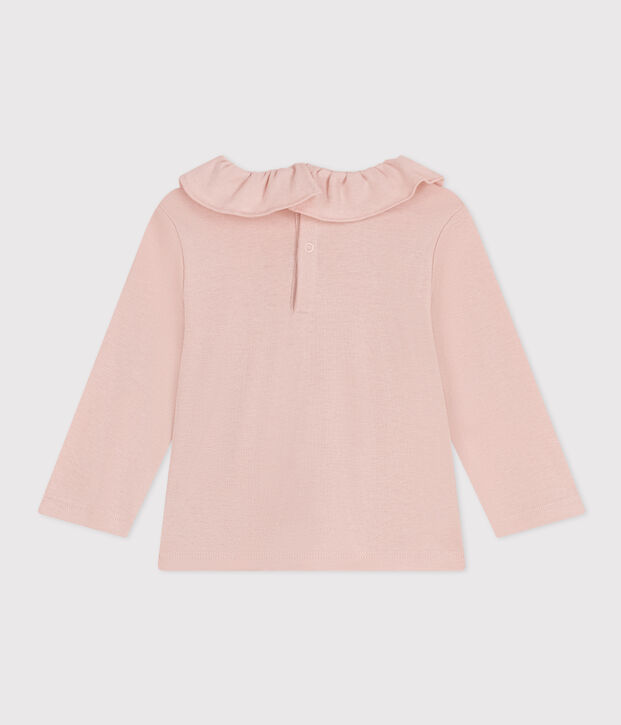 Blouse manches longues en coton b&eacute;b&eacute; rose