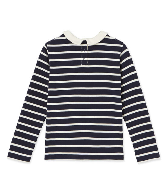 T-shirt fille manches longues rayé bleu SMOKING/beige COQUILLE
