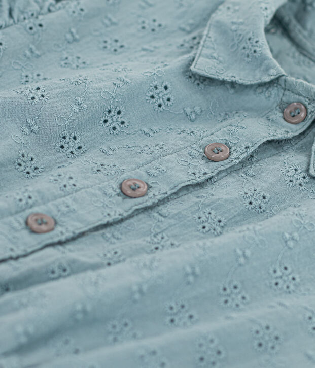 Robe en broderie anglaise enfant fille bleu