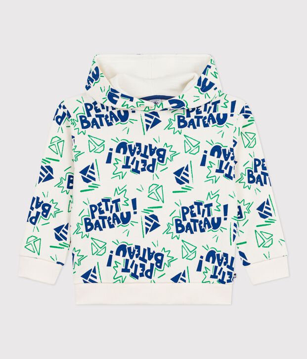 Katoenen hoodie met print voor kinderen ecru/multicouleur