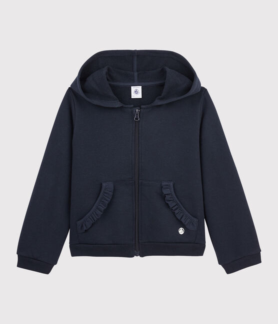 Molton sweatshirt met capuchon voor meisjes blauw SMOKING