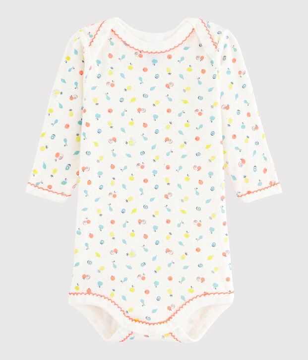 Body manches longues b&eacute;b&eacute; fille blanc/multicouleur