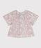 Blouse enfant en coton manches courtes imprim&eacute;e fleurs bleu/multicouleur