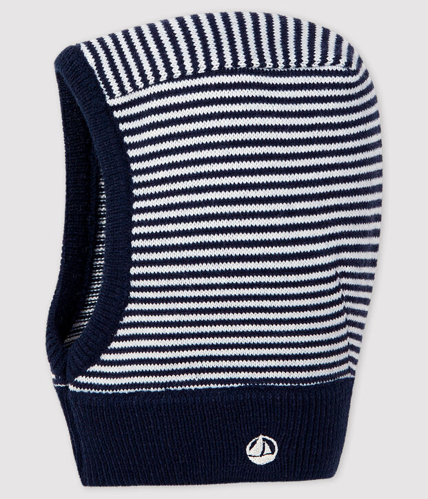 Cagoule b&eacute;b&eacute; fille/gar&ccedil;on &agrave; rayures bleu/blanc