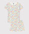 Pyjacourt fleurs en coton petite fille blanc MARSHMALLOW/blanc MULTICO