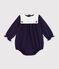 Combinaison courte b&eacute;b&eacute; en coton uni &agrave; col bleu marine