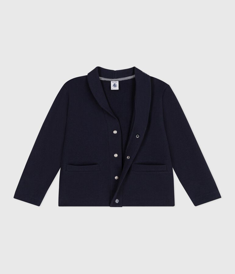 Cardigan enfant en coton uni bleu