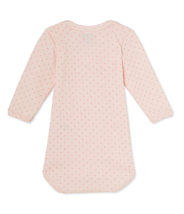 Body met lange mouwen in wol/katoen voor babymeisjes roze/roze
