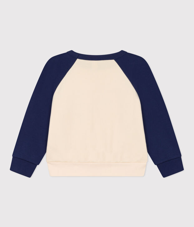 Sweater in molton voor meisjes/jongens blauw/ecru