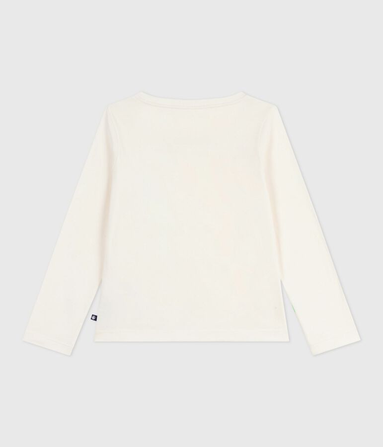 Katoenen T-shirt met lange mouwen en print voor kinderen ecru